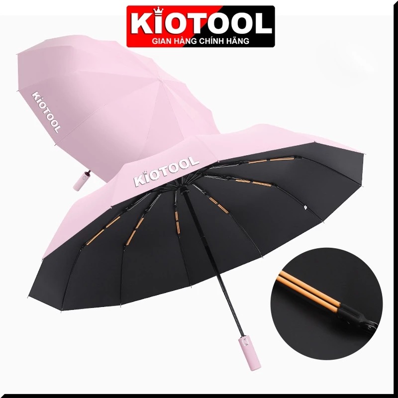 Ô gấp gọn tự động Kiotool 12 nan kép, ô dù che mưa nắng mini chống tia UV tự động đóng mở nhỏ gọn 5