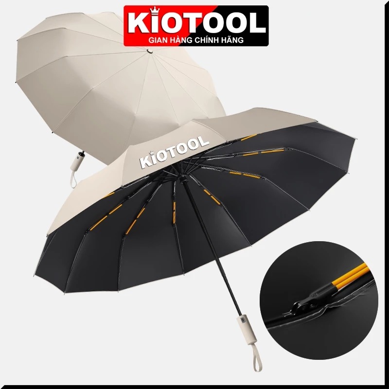 Ô gấp gọn tự động Kiotool 12 nan kép, ô dù che mưa nắng mini chống tia UV tự động đóng mở nhỏ gọn 7