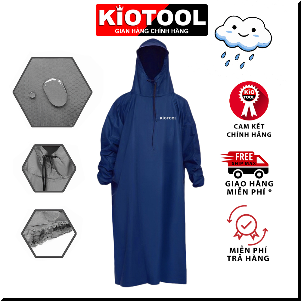 Áo mưa bít da cá Kiotool siêu bền phù hợp nam nữ đi xe máy 4