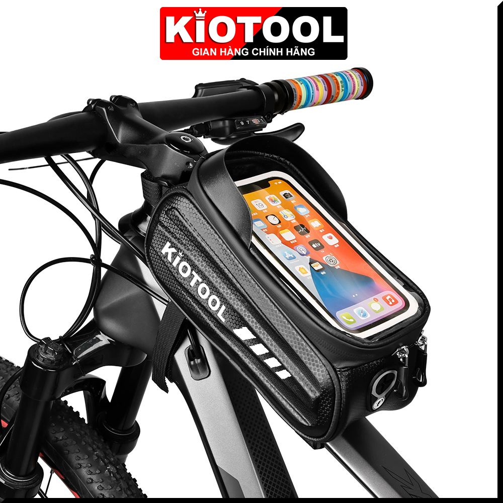 Túi treo sườn xe đạp vỏ cứng chống nước Kiotool đựng điện thoại 10