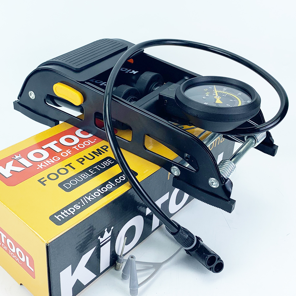 Bơm đạp chân xe đạp xe máy Kiotool 2 ống xilanh bền đẹp 3
