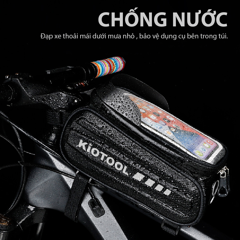 Túi treo sườn xe đạp vỏ cứng chống nước Kiotool đựng điện thoại 3
