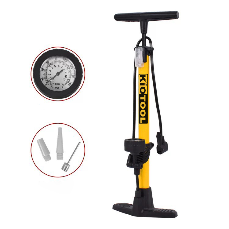 Bơm xe đạp xe máy Kiotool thế hệ mới đồng hồ chính xác nhẹ hơi khỏe 3