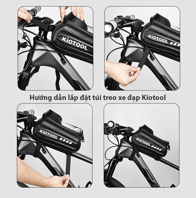 Túi treo sườn xe đạp vỏ cứng chống nước Kiotool đựng điện thoại 7