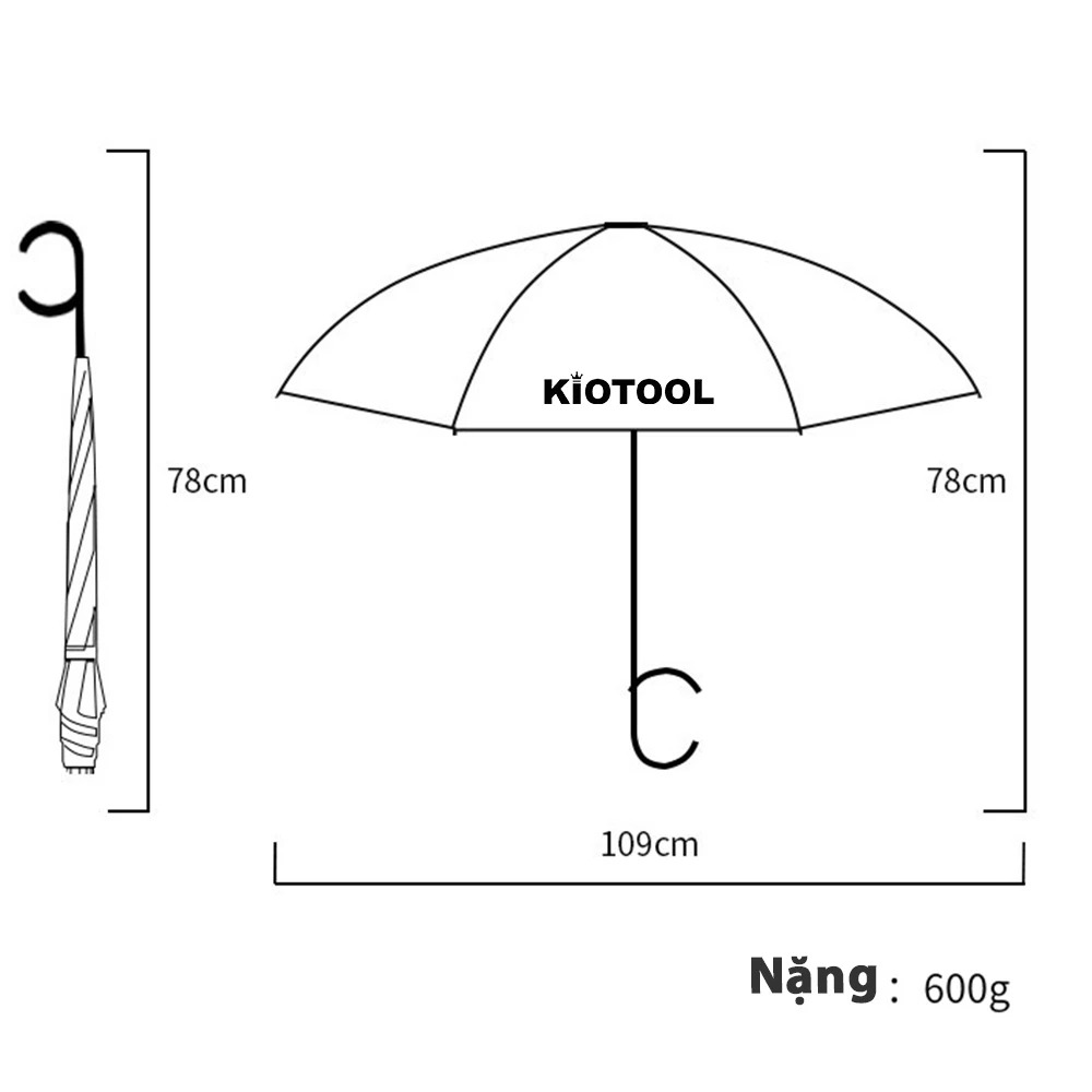 Ô dù gấp ngược đi mưa Kiotool đa năng chống nắng chống tia UV tuyệt đối hàng chất lượng cao 11