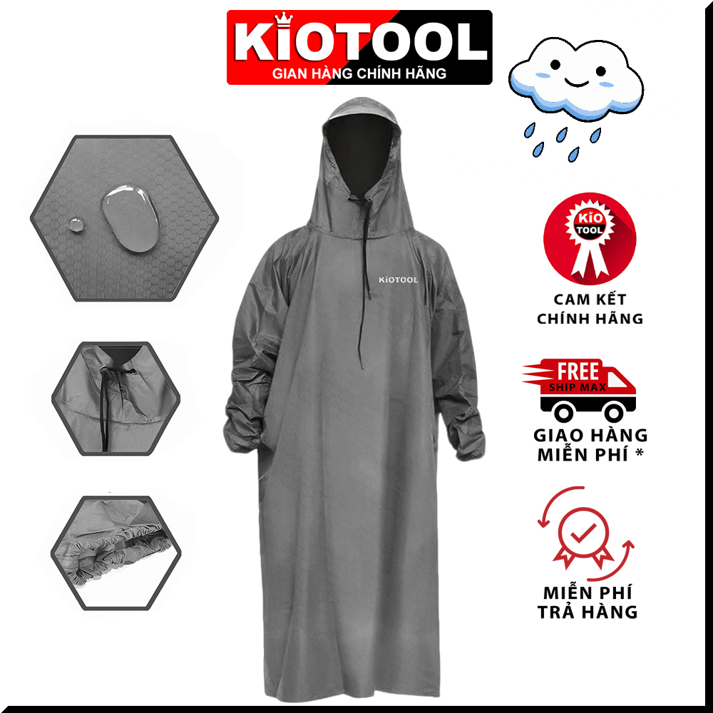 Áo mưa bít da cá Kiotool siêu bền phù hợp nam nữ đi xe máy 7