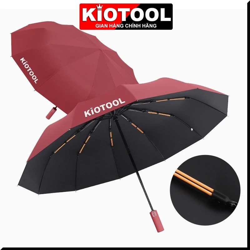 Ô gấp gọn tự động Kiotool 12 nan kép, ô dù che mưa nắng mini chống tia UV tự động đóng mở nhỏ gọn 4