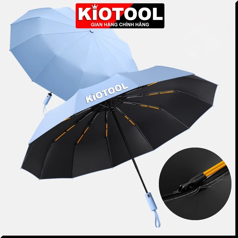 Ô gấp gọn tự động Kiotool 12 nan kép, ô dù che mưa nắng mini chống tia UV tự động đóng mở nhỏ gọn 2