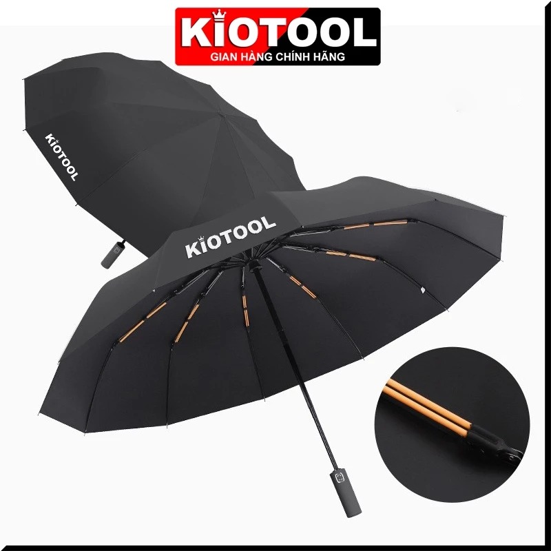 Ô gấp gọn tự động Kiotool 12 nan kép, ô dù che mưa nắng mini chống tia UV tự động đóng mở nhỏ gọn 3