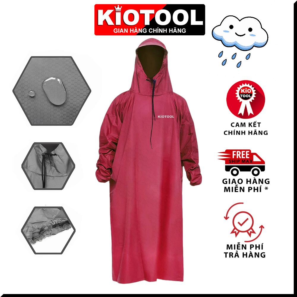 Áo mưa bít da cá Kiotool siêu bền phù hợp nam nữ đi xe máy 8