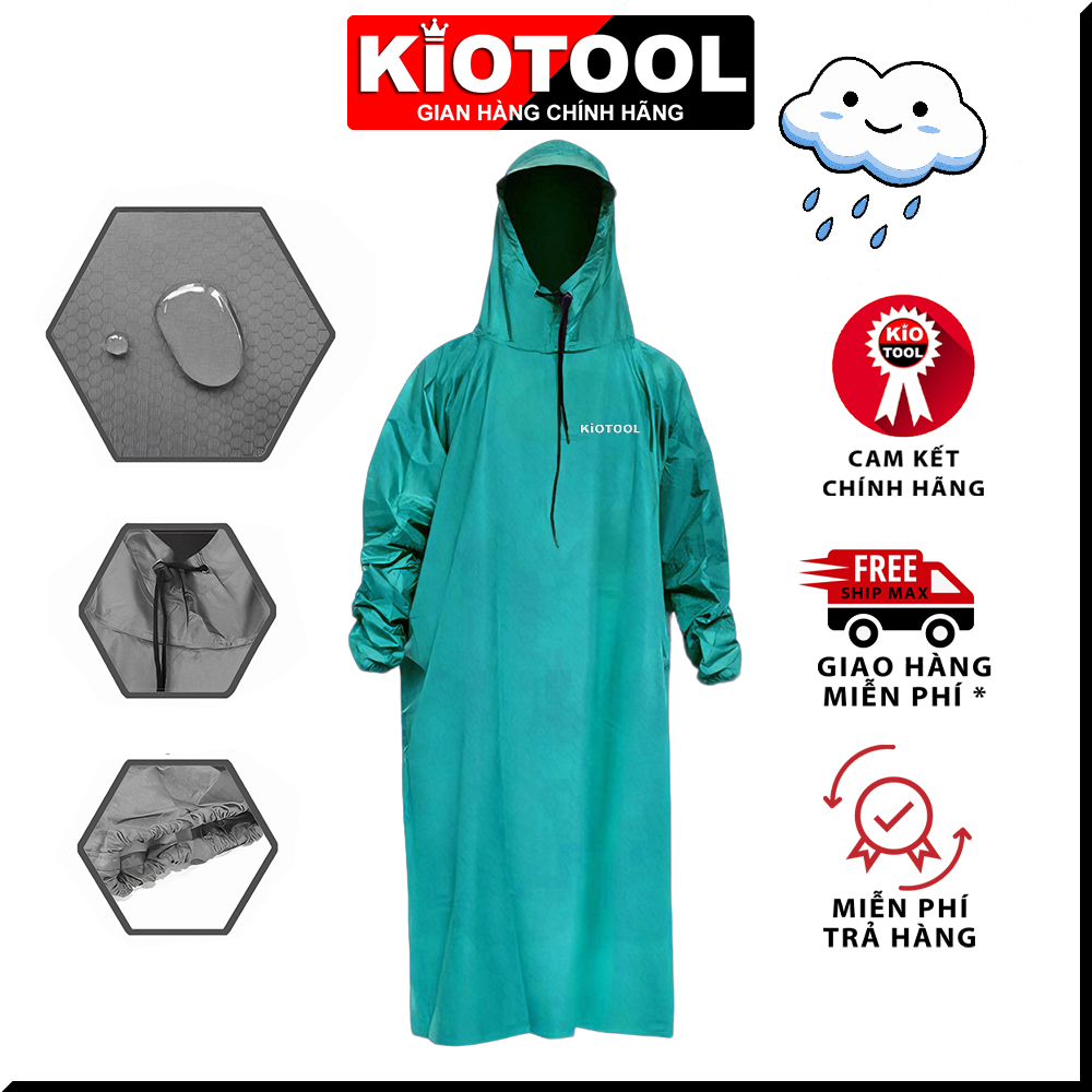 Áo mưa bít da cá Kiotool siêu bền phù hợp nam nữ đi xe máy 9