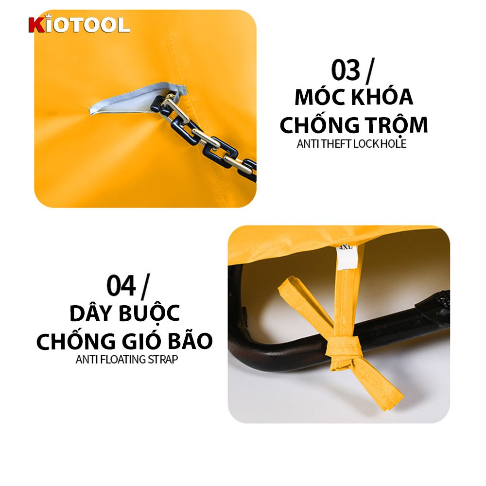 Bạt Phủ Xe Máy KIOTOOL Vải Oxford Cao Cấp – Chống Nắng, Chống Mưa, Chống Bụi, Chống Tia UV, Có Phản Quang & Lỗ Khóa Chống Bay 5