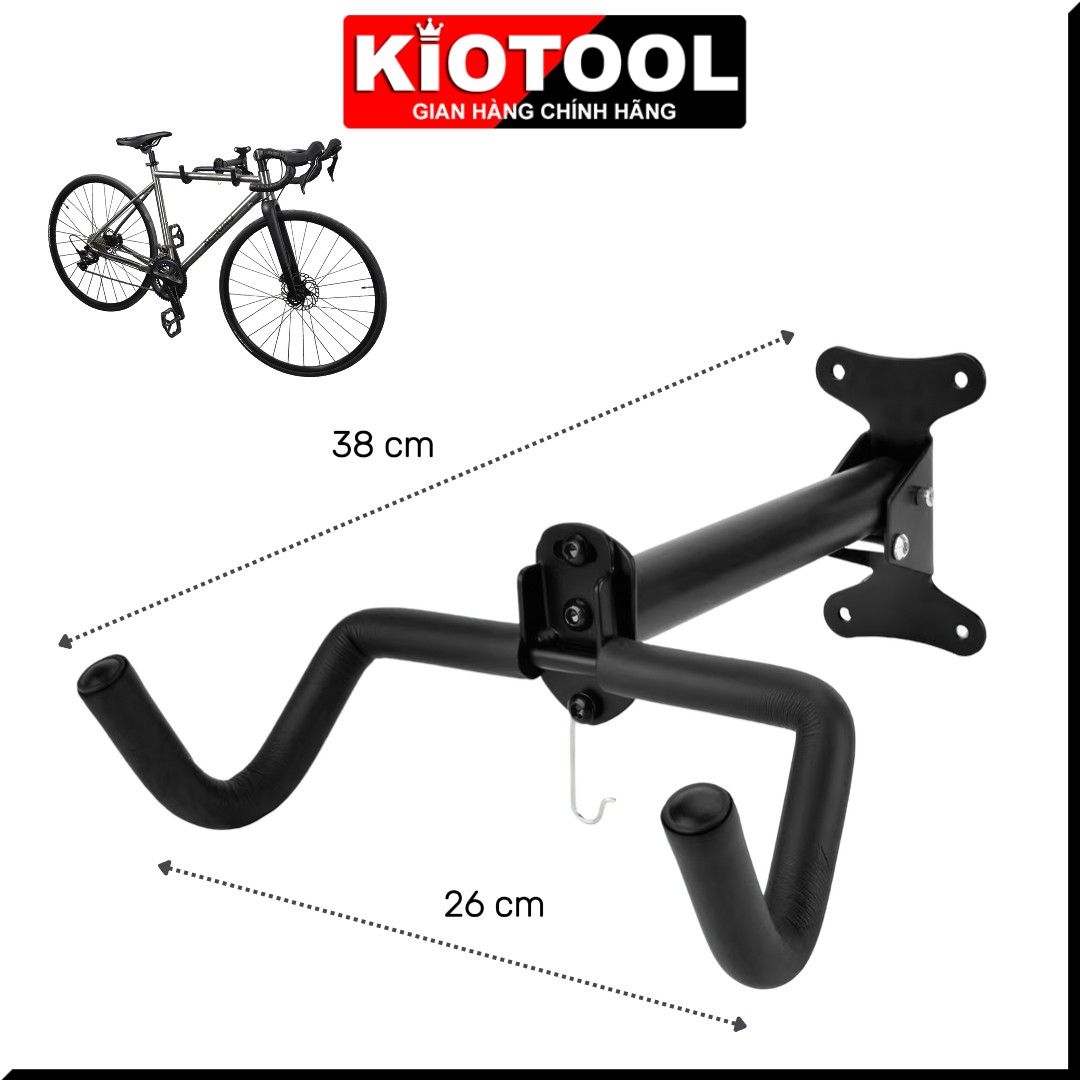 Giá treo xe đạp lên tường KIOTOOL gập gọn chịu lực cao kèm móc treo mũ bảo hiểm