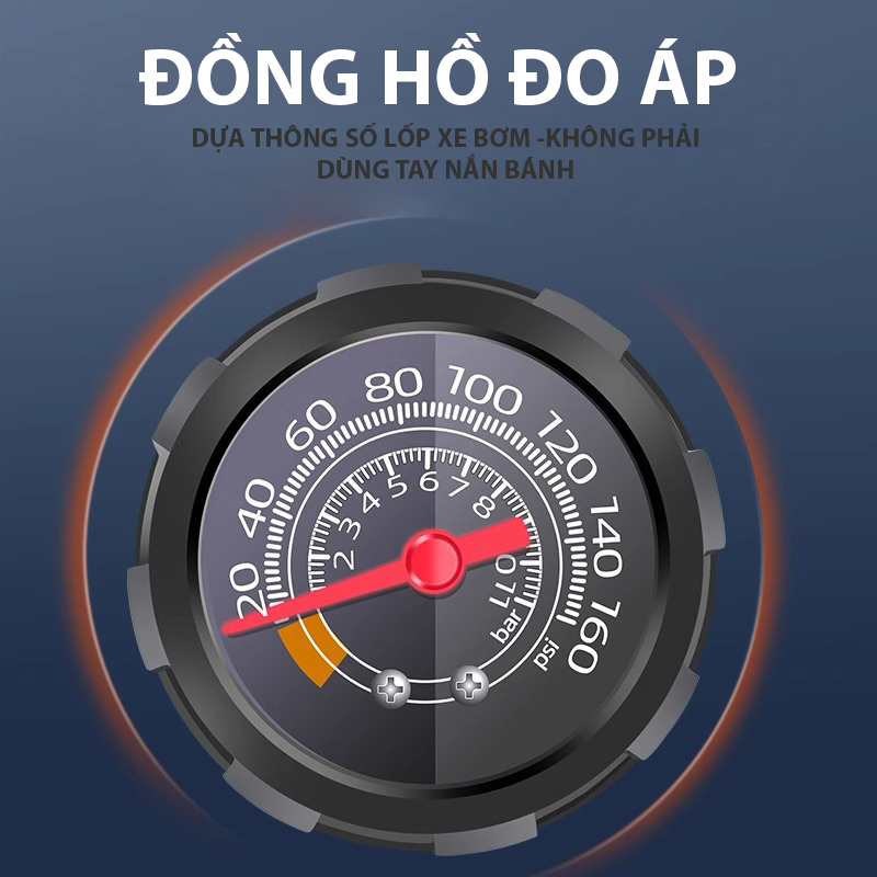Bơm Xe Đạp Xe Máy Kiotool Inox – Đầu Bơm Thông Minh, Kèm Bơm Bóng, Đồng Hồ 160 PSI 11